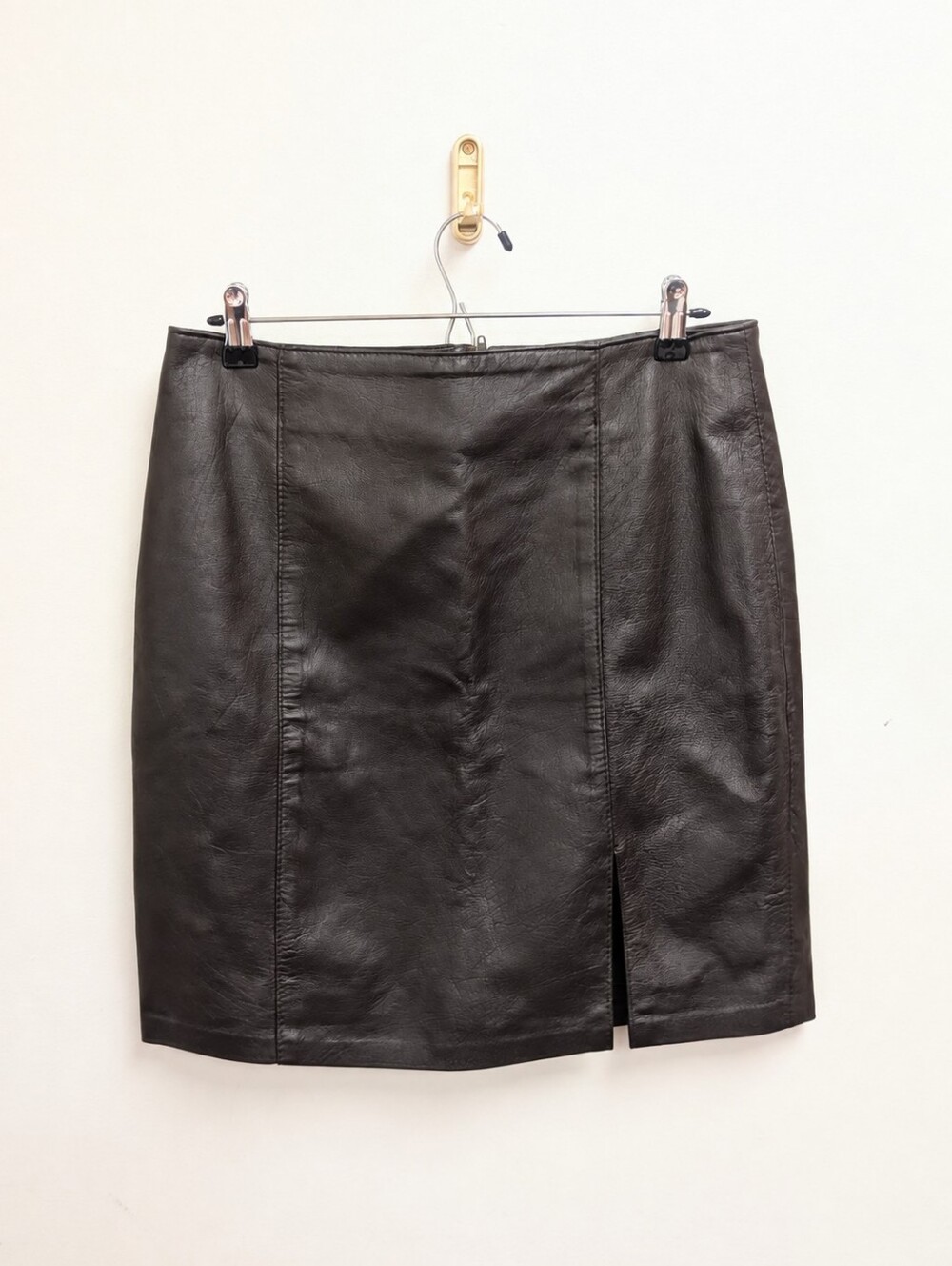 Dark Brown Genuine Leather Skirt